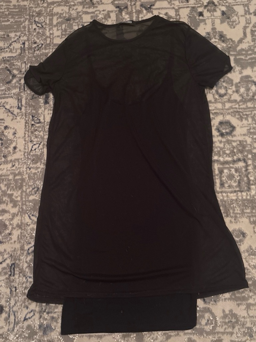 Missguided Black Short-Sleeve Sheer Layered Tee